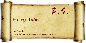 Petry Iván névjegykártya